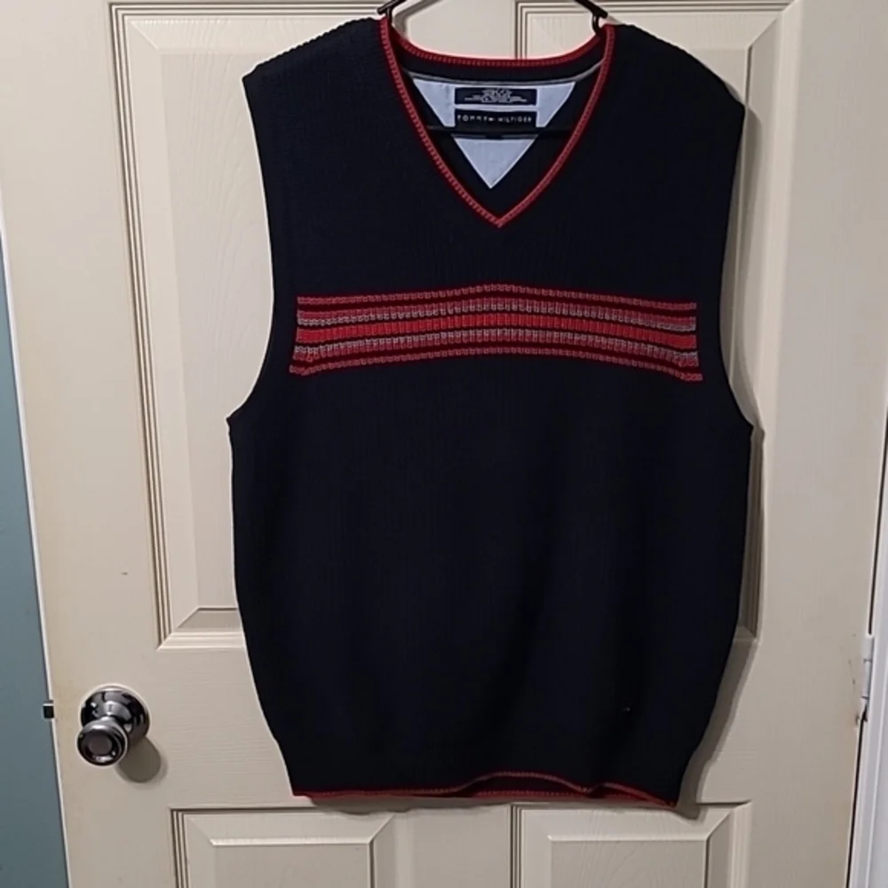 Tommy Hilfiger Knitted Dark‎ Blue Sweater Vest. 100% Cotton Men's (L)